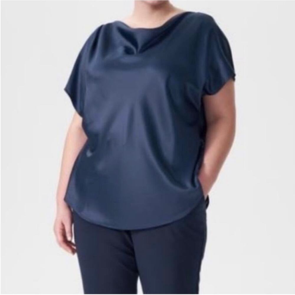 Universal Standard Viva navy blue satin boatneck size 3XL